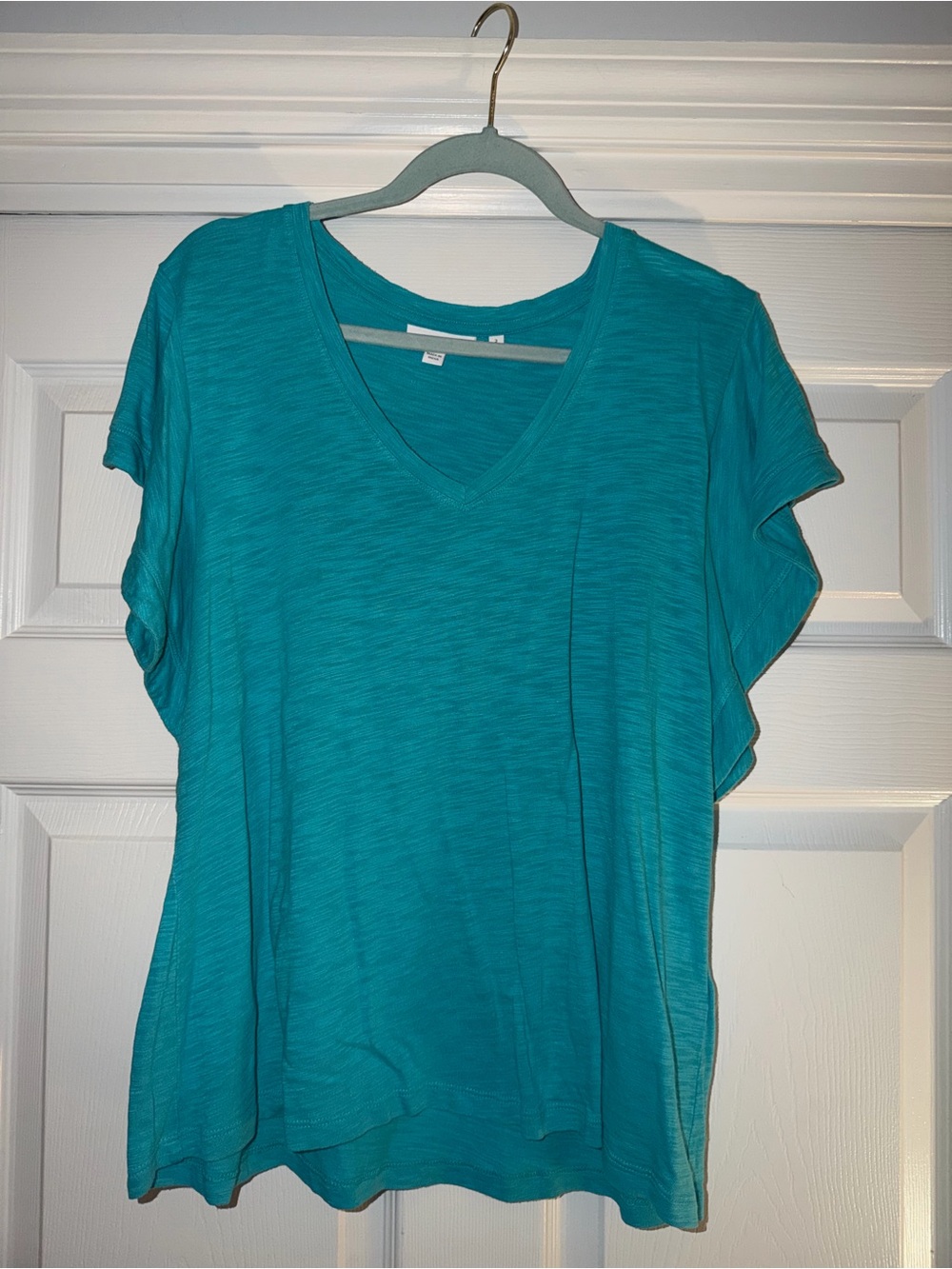 Turquoise Flutter Sleeve Summer Top